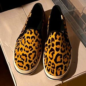 KATE SPADE X KEDS Leopard Calf Hair Slip Ons!!!